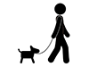 Dog / Walk-Free Pictogram | Black and White Illustrations