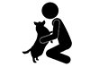 愛犬と見つめ合う  - 無料ピクトグラム｜白黒イラスト