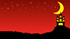 夜空｜城｜月 - バックグラウンド｜フリー素材 - フルHDサイズ：1,920×1,080ピクセル