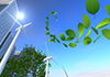 Sun ｜ Wind power generator ｜ Blue sky material ｜ Environment / Nature / Energy / Disaster ――Environmental image ｜ Free illustration material