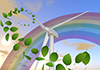 Rainbow | Leaves | Wind Power Generator | Environment | Nature | Energy | Disasters --Environmental Image | Free Illustration Material