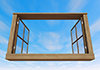 窓/開ける｜青空｜室内/木の枠 | 環境 | 自然 | エネルギー | 災害 - 環境イメージ｜フリーイラスト素材