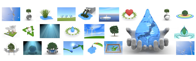 エネルギー / 虹 / 発電所 / 再生 / リサイクル / 植物 / 水滴 / 原子力 / 環境