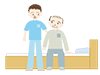 おじいさんを介護する｜看護士｜ベッドに横たわる - 医療｜介護・福祉｜フリーイラスト