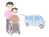 介護タクシー｜おばあさん｜車椅子 - 医療｜介護・福祉｜フリーイラスト