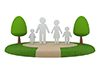 緑の生活 | 木 | 家族 | パパ | 平和 | 親子 | ママ - 不動産イラスト｜住宅・人物｜フリー素材