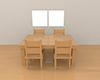 テーブル | 窓 | 椅子 | 4人 | 木製 | 床 | 机 - 不動産イラスト｜住宅・人物｜フリー素材