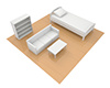 部屋 | ベッド | ソファ | テーブル | 棚 | フローリング | 床 - 不動産イラスト｜住宅・人物｜フリー素材