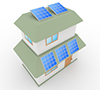 家節電 | 太陽光パネル | エコ | 3DCG | 太陽エネルギー | ソーラーハウス | 環境 - 不動産イラスト｜住宅・人物｜フリー素材