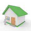 ハウス | 人 | 住宅 | 新居 | 緑色 | 購入 | 分譲 - 不動産イラスト｜住宅・人物｜フリー素材