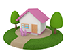 分譲物件 | 家 | ピンク色 | 家族 | 白バック | 3DCG | ファミリー - 不動産イラスト｜住宅・人物｜フリー素材