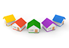 カラフル | 家 | 紫色 | 白バック | 3DCG | マイホーム | 住宅 - 不動産イラスト｜住宅・人物｜フリー素材