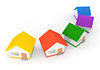 販売住宅 | 家 | 分譲 | オレンジ | 緑色 | 紫色 | ハウス - 不動産イラスト｜住宅・人物｜フリー素材