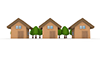住宅 | 木 | 緑 | 家 | マイホーム | 住まい | 新居 - 不動産イラスト｜住宅・人物｜フリー素材