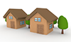 建て売り | ハウス | 家 | 住まい | 生活 | 3DCG | 木 - 不動産イラスト｜住宅・人物｜フリー素材