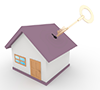 鍵家 | 分譲住宅 | 家 | 新居 | 鍵をかける | 紫色 | 3DCG - 不動産イラスト｜住宅・人物｜フリー素材