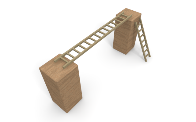 梯子をかける - ウッド/木材/イラスト/写真/フリー素材/フォト/質感/3D