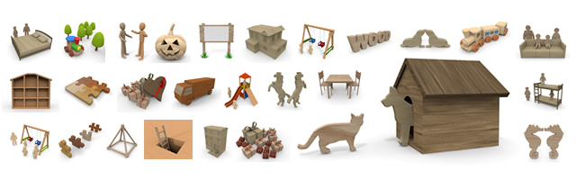 Ladder / Match / Fire / Nature / Doll / Frame / Jigsaw Puzzle / Furniture / Table / Truck / Sphere / Chair / Train / Train / Park