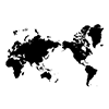 世界地図｜ブラック - 国旗｜世界地図｜フリーイラスト素材