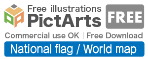 National flag ｜ World map ｜ Free illustration material