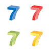 数字の7｜番号7｜立体文字7｜赤色｜青色グラデーション｜緑色｜黄色 - クリップアート｜イラスト｜フリー素材