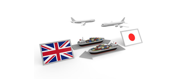 イギリス国/貿易/図解/飛行機/船/日本の国旗 - イラスト/写真/フリー素材/クリップアート/フォト/商用使用OK