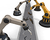 ロボットが動く｜機械を操作する - 産業イメージ 無料イラスト