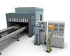 ロボットを稼働させる｜工場での仕事｜機器を動かす - 産業イメージ 無料イラスト