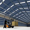 Large warehouse / product / forklift / worker --Industrial image free illustration