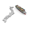 貨物船/日本地図/貿易 - 産業イメージ 無料イラスト