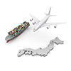 貿易/貨物船/日本/飛行機 - 産業イメージ 無料イラスト