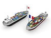 フランス貿易　大型船　国旗 - 産業イメージ 無料イラスト