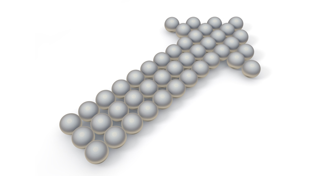 球体が集まった矢印｜グラデーション｜3D - イラスト / 3Dレンダリング / 無料 / ダウンロード / 写真 / 3DCG