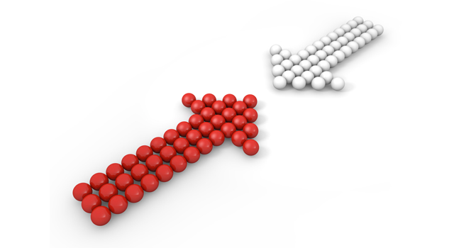 紅白の矢印｜衝突｜球体 - イラスト / 3Dレンダリング / 無料 / ダウンロード / 写真 / 3DCG