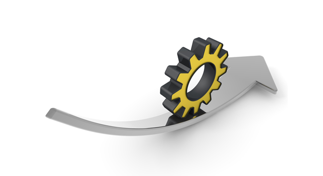 下方向に転がる歯車｜矢印｜シルバーカラー - イラスト / 3Dレンダリング / 無料 / ダウンロード / 写真 / 3DCG