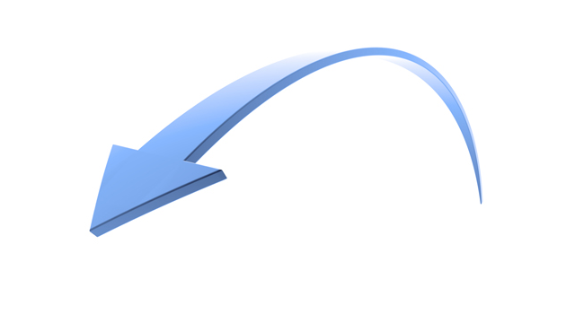 曲がりくねった矢印｜青色｜下向き - イラスト / 3Dレンダリング / 無料 / ダウンロード / 写真 / 3DCG