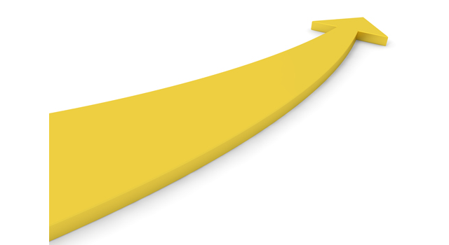 少し曲がった矢印/黄色/立体 - イラスト / 3Dレンダリング / 無料 / ダウンロード / 写真 / 3DCG