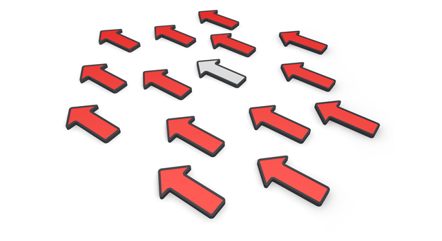 赤色の中に白色｜矢印｜多数決 - イラスト / 3Dレンダリング / 無料 / ダウンロード / 写真 / 3DCG