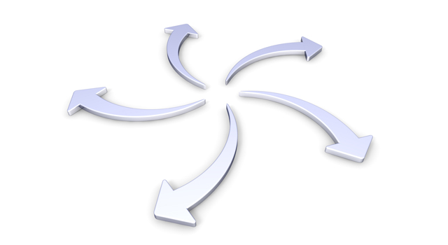 5本の矢印/曲がった/グラデーション - イラスト / 3Dレンダリング / 無料 / ダウンロード / 写真 / 3DCG