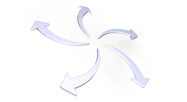 曲がった矢印｜5つ｜円状に - イラスト / 3Dレンダリング / 無料 / ダウンロード / 写真 / 3DCG