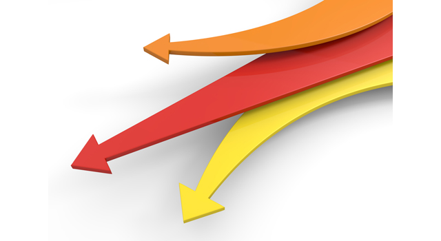 赤色の矢印｜進行｜3本 - イラスト / 3Dレンダリング / 無料 / ダウンロード / 写真 / 3DCG