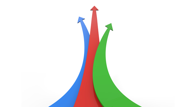 レッドカラーの矢印｜伸びる｜3本 - イラスト / 3Dレンダリング / 無料 / ダウンロード / 写真 / 3DCG