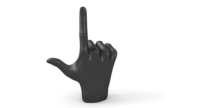 上向き/指差す/黒色の手 - イラスト / 3Dレンダリング / 無料 / ダウンロード / 写真 / 3DCG