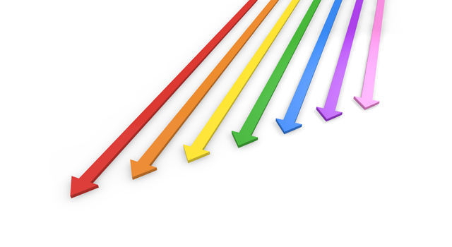 7色の線/矢印/ブルー/オレンジ - イラスト / 3Dレンダリング / 無料 / ダウンロード / 写真 / 3DCG