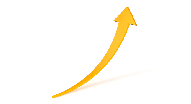 少しカーブを描いて曲がる｜矢印｜黄色 - イラスト / 3Dレンダリング / 無料 / ダウンロード / 写真 / 3DCG