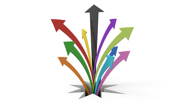 地中から上部へ｜カラフルな矢印｜いろんな方向へ - イラスト / 3Dレンダリング / 無料 / ダウンロード / 写真 / 3DCG