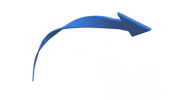 ねじり曲がった矢印｜ブルーカラー｜グラデーション - イラスト / 3Dレンダリング / 無料 / ダウンロード / 写真 / 3DCG