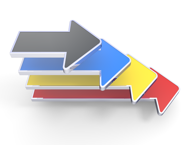 4本のライン｜4種類｜矢印 - イラスト / 3Dレンダリング / 無料 / ダウンロード / 写真 / 3DCG