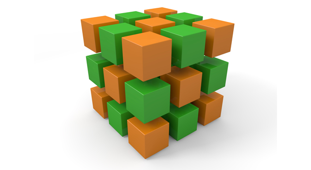 オレンジ｜グリーン｜立方体 - イラスト / 3Dレンダリング / 無料 / ダウンロード / 写真 / 3DCG