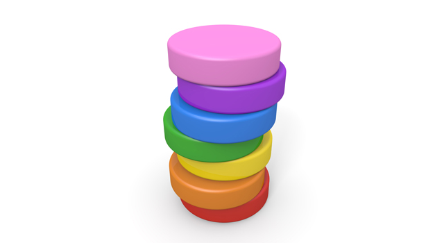 だるま落とし｜カラフル - イラスト / 3Dレンダリング / 無料 / ダウンロード / 写真 / 3DCG